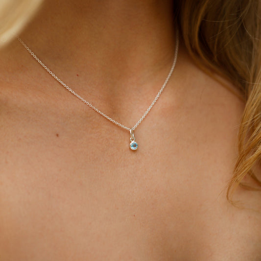 December Pendant Charm Blue Topaz