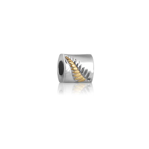 NZ Fern, gold and silver bead charm from Evolve Inspired Jewellery