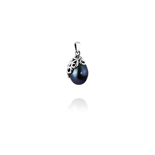 Sterling silver necklace pendant featuring a night blue pearl, from Evolve Inspired Jewellery