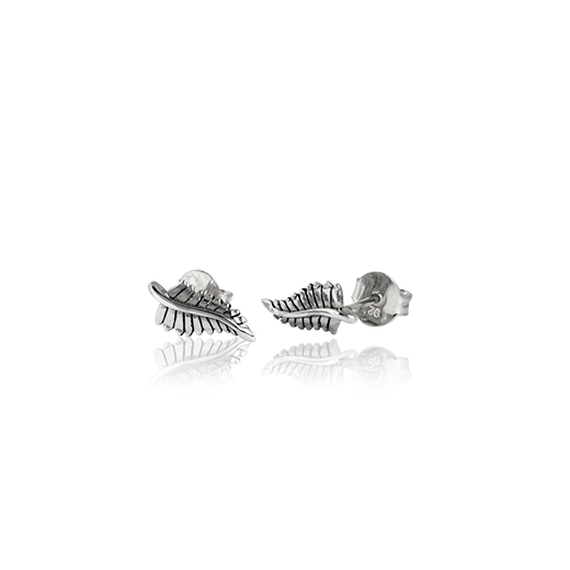Sterling silver stud earrings featuring a fern design, from Evolve Inspired Jewellery