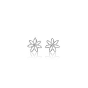 Sterling silver stud earrings featuring a daisy design, from Evolve Inspired Jewellery