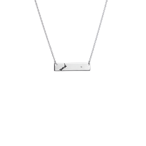 Sterling silver nz map design bar necklace, from Evolve Inspired Jewellery