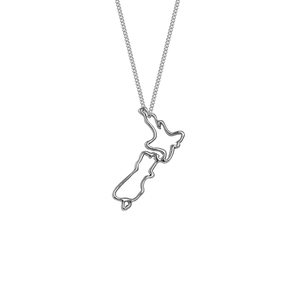 Sterling silver nz map necklace, from Evolve Inspired Jewellery