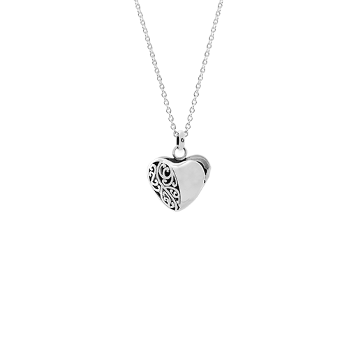 Sterling silver necklace locket featuring a koru nz jewellery design, from Evolve Inspired Jewellery