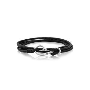 Black Safe Travel Wrap, leather charm bracelet, from Evolve Inspired Jewellery
