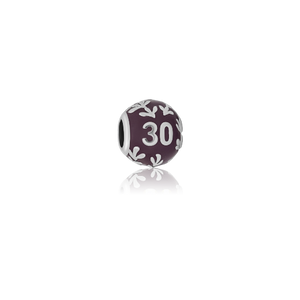 Evolve 30 thirty silver enamel purple charm