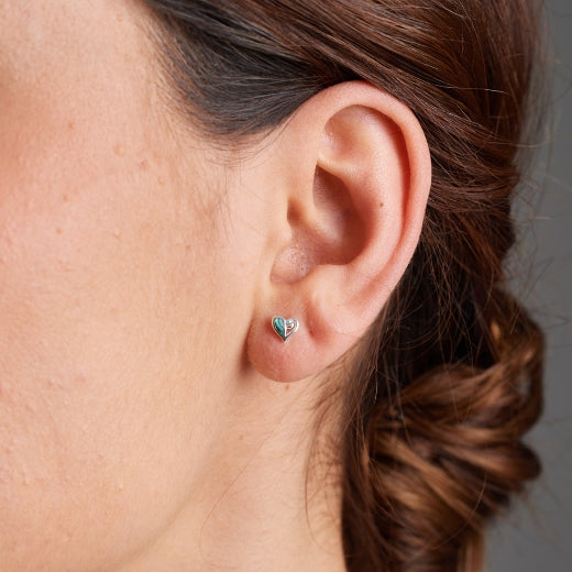 Mini Pāua Heart Studs (Treasured)