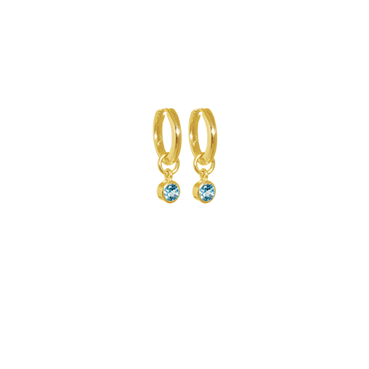 December Huggies (Blue Topaz) - Gold