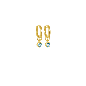 December Huggies (Blue Topaz) - Gold