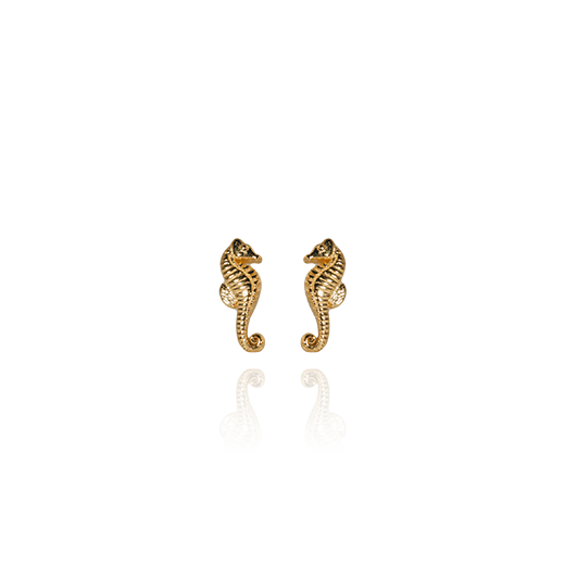 Mini Seahorse Studs (Good Luck) - Gold