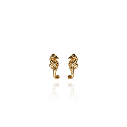 Mini Seahorse Studs (Good Luck) - Gold