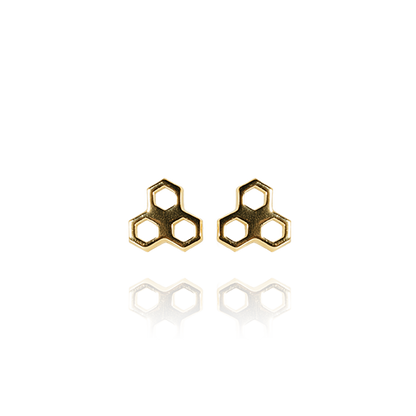 Mini Honeycomb Studs (Diligent) - Gold