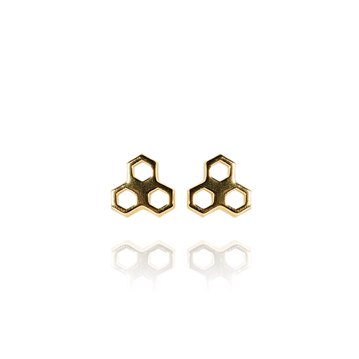 PRE-ORDER: Mini Honeycomb Studs (Diligent) - Gold