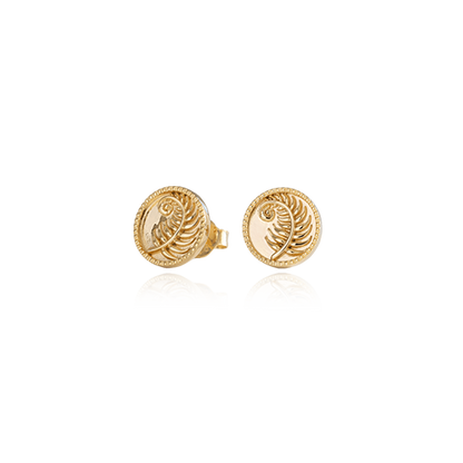 Fern Coin Studs (Strength) - Gold