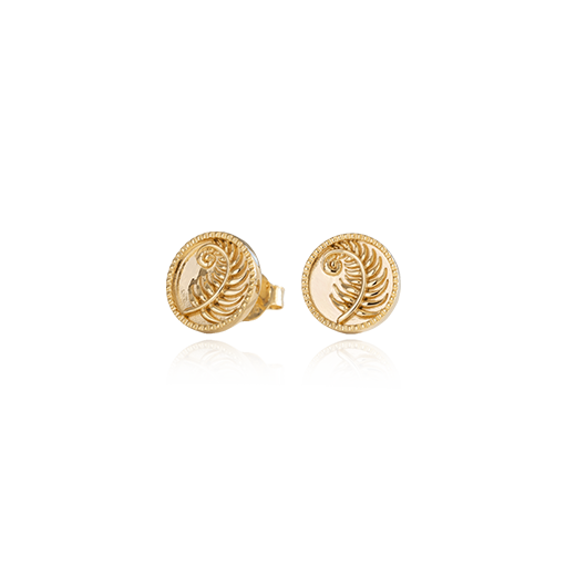 Fern Coin Studs (Strength) - Gold