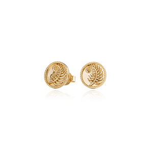 Fern Coin Studs (Strength) - Gold