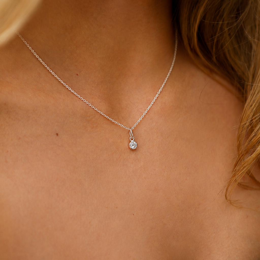 April Pendant Charm - White Topaz