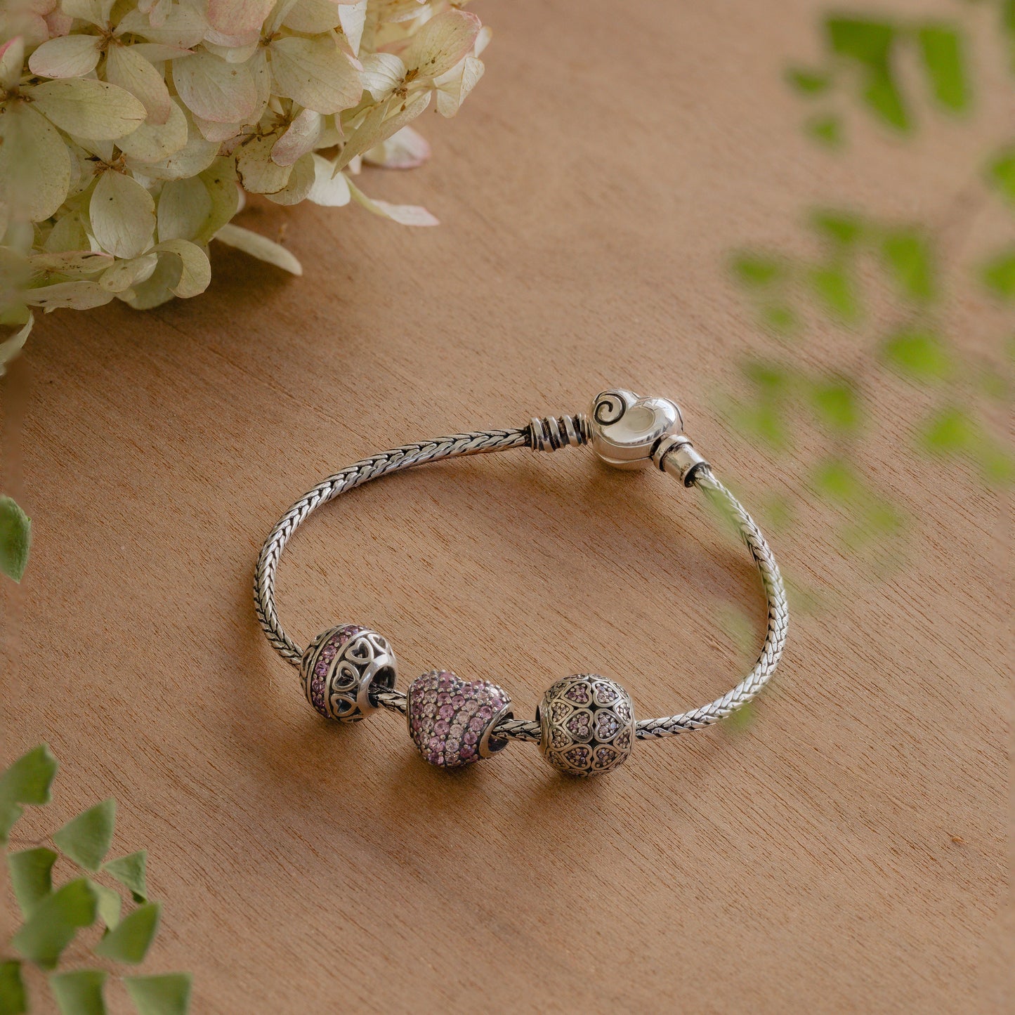 Pink Promise Heart Trio Bracelet Set