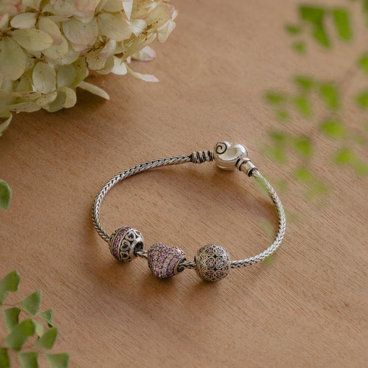 Pink Promise Heart Trio Bracelet Set