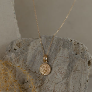 Fern Coin Pendant Charm (Strength) - Gold