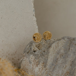 Fern Coin Studs (Strength) - Gold