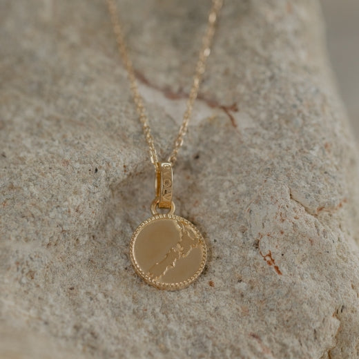 NZ Map Coin Pendant Charm (Cherished) - Gold