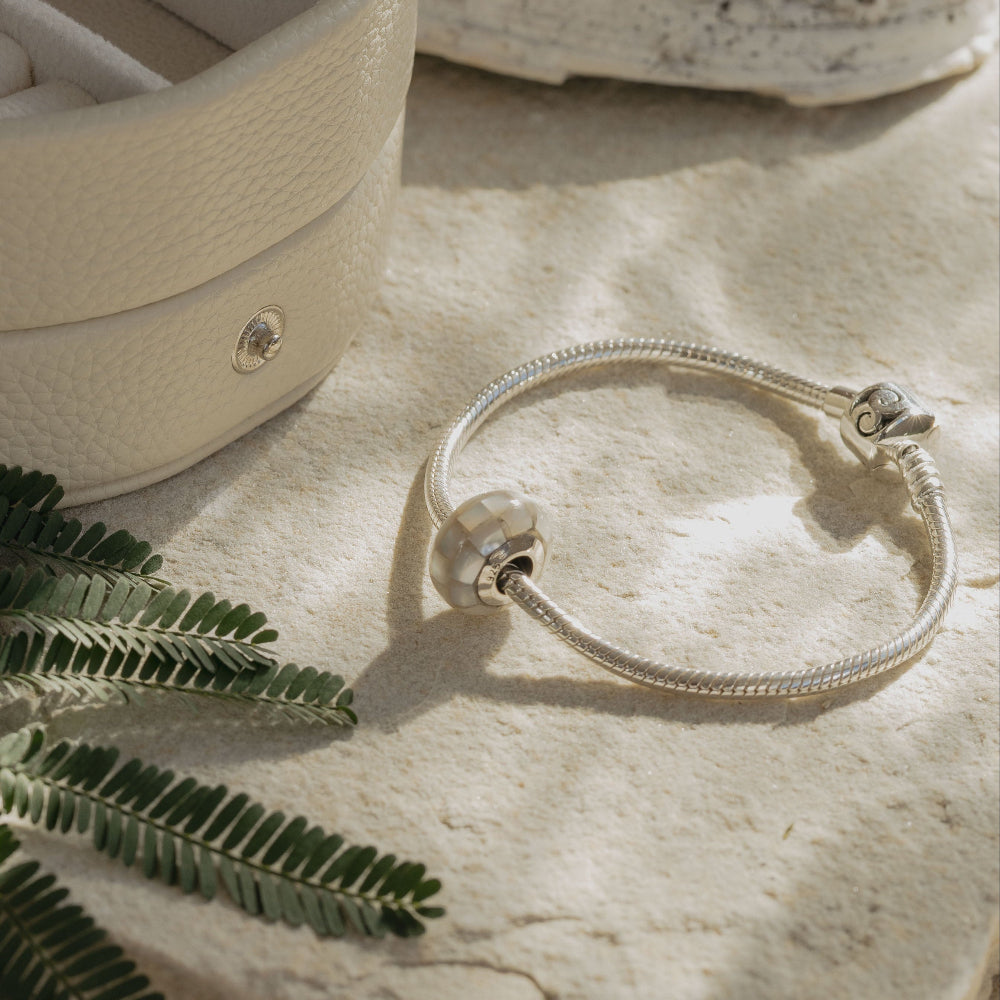 White Mother of Pearl Charm on Signature Bracelet