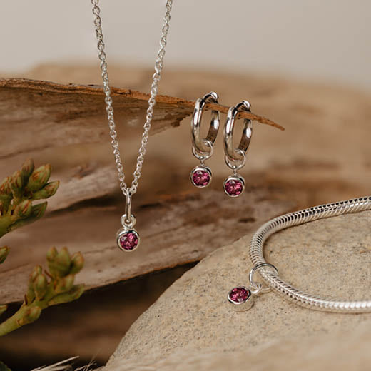 July Huggie Charms (Rhodolite)