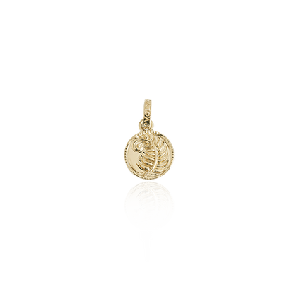 Fern Coin Pendant Charm (Strength) - Gold