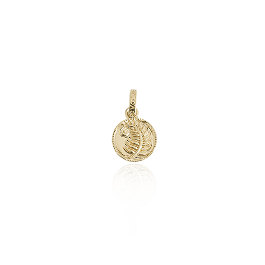 Fern Coin Pendant Charm (Strength) - Gold