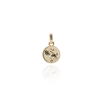 Fantail Coin Pendant Charm (Friendly) - Gold