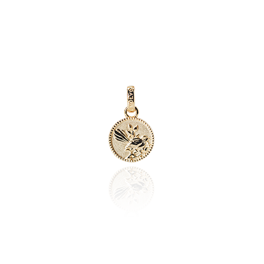 Fantail Coin Pendant Charm (Friendly) - Gold