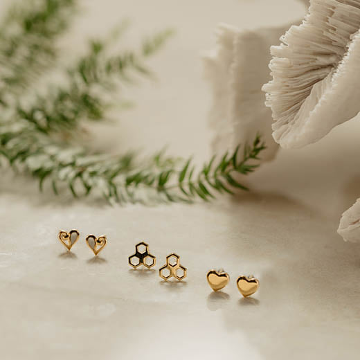 PRE-ORDER: Mini Mother of Pearl Studs (Treasured) - Gold