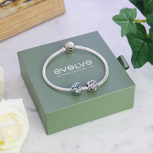 Evolve sterling silver charm bracelet gift set cherished