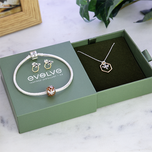 Evolve sterling silver charm bracelet gift set honey bee gold necklace earrings