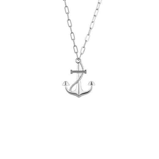 Evolve Nautical Collection Silver Anchor Necklace