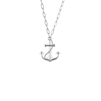 Evolve Nautical Collection Silver Anchor Necklace
