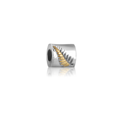 NZ Fern, gold and silver bead charm from Evolve Inspired Jewellery