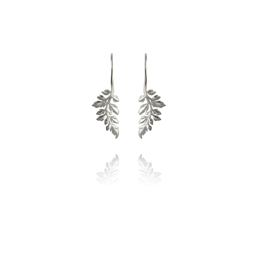 Treasured Fern drop earrings made of sterling silver, from Evolve Inspired Jewellery