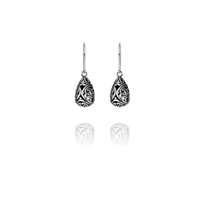 Sterling silver drop earrings meaning love, from Evolve Inspired Jewellery
