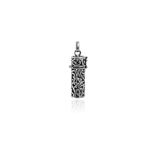 Sterling silver necklace locket pendant with Maori Kowhaiwhai design, from Evolve Inspired Jewellery