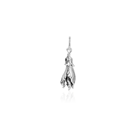 Sterling silver kowhai design necklace pendant, meaning happiness, from Evolve Inspired Jewellery