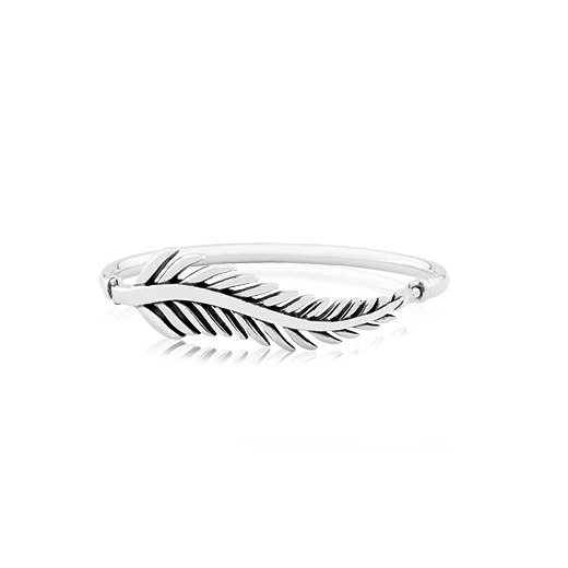 Sterling silver Statement bangle with fern design, size 19cm, from Evolve Jewellery New Zealand