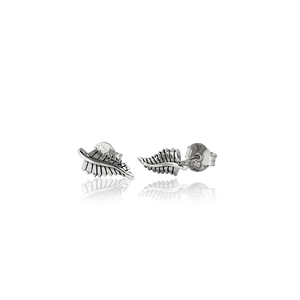 Sterling silver stud earrings featuring a fern design, from Evolve Inspired Jewellery