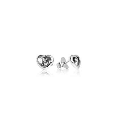 Sterling silver stud earrings with a love heart design, from Evolve Inspired Jewellery