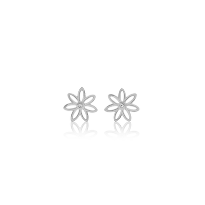 Sterling silver stud earrings featuring a daisy design, from Evolve Inspired Jewellery