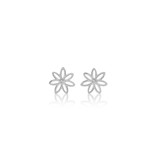 Sterling silver stud earrings featuring a daisy design, from Evolve Inspired Jewellery