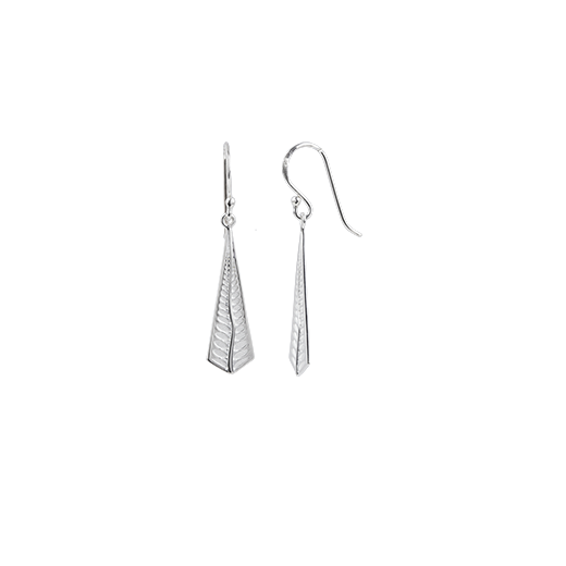 Sterling silver fern design drop earrings, meaning loyalty, from Evolve Inspired Jewellery