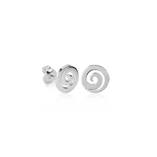 Koru Studs, silver stud earrings meaning harmony from Evolve Inspired Jewellery