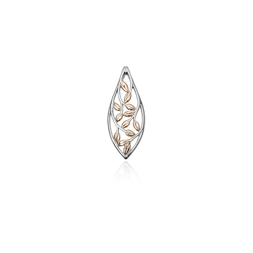 Sterling silver vine design necklace pendant, featuring 9ct rose gold highlights, meaning family love, from Evolve Inspired Jewellery